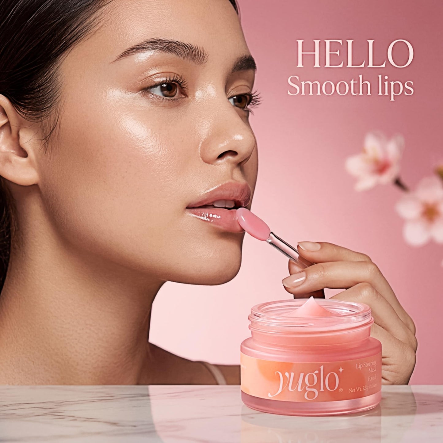 YUGLO Lip Sleeping Mask | Peach Flavor | Hydrating & Soothing Lip Treatment for Dry, Chapped Lips | Plumps & Moisturizes | Overnight Lip Repair
