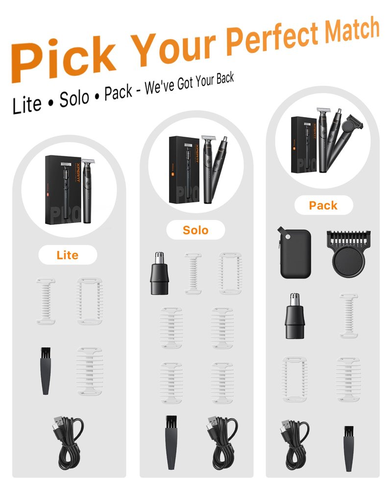 [2026 Upgraded] Body & Nose Hair Trimmer Kit, [All-in-One] Travel Beard Electric Shaver for Men, USB-C Fast Charging, Rechargeable Painless Razor Cordless Waterproof Wet/Dry, Black(Solo)