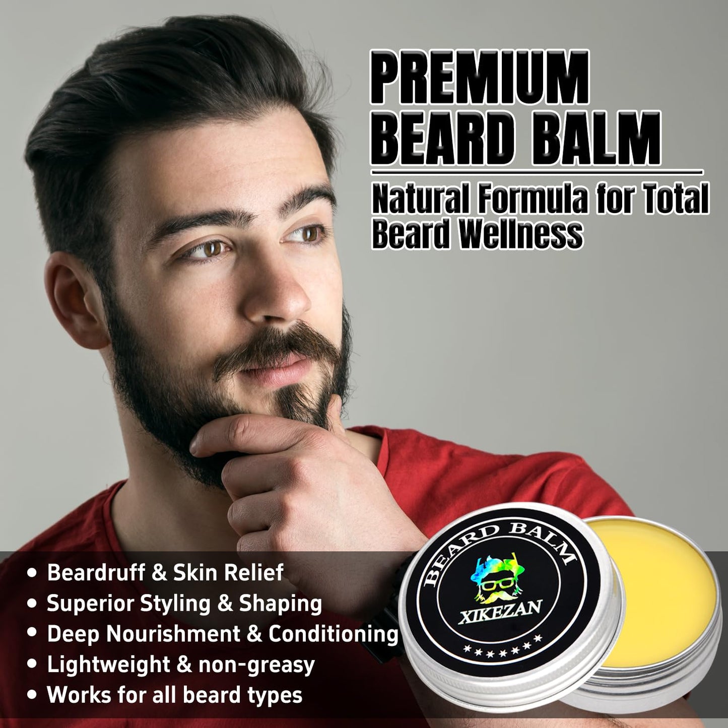 Beard Straightener for Men - Heated Brush Kit with Beard Oil & Comb | Travel-Friendly, Dual Voltage, Auto Shut-Off