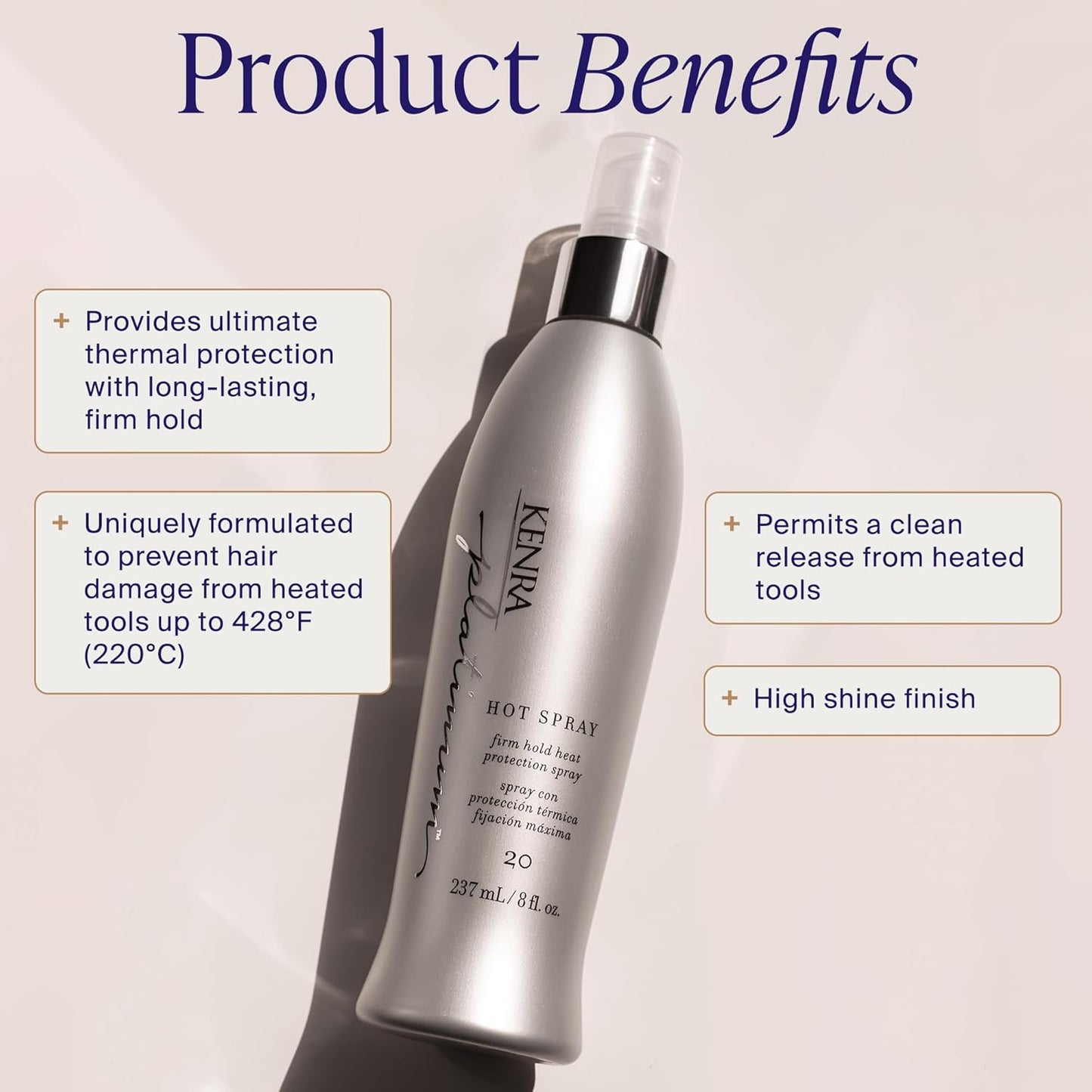 Kenra Platinum Hot Spray 20 - Heat Protection Styler for All Hair Types | Long-Lasting Hold & Vibrant Shine