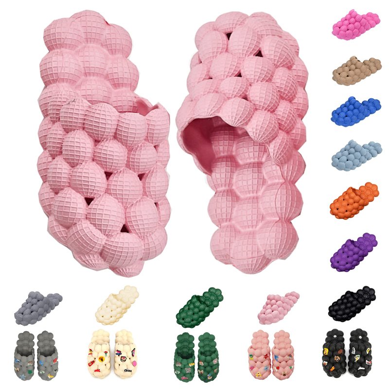 AIMINUO Bubble Slippers for Women and Men with Cloud Cushion Sole, Stress Relief Reflexology and Non-slip Massage