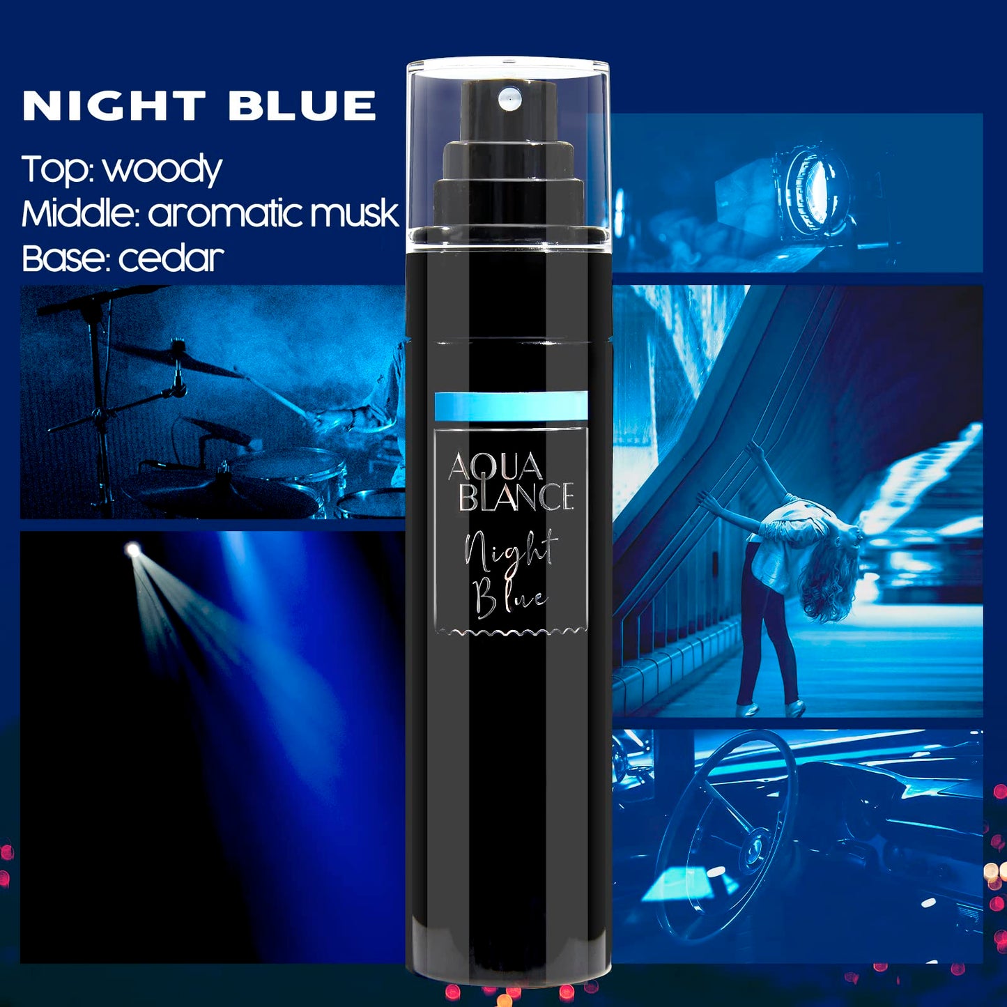 AQUA BLANCE Body Spray For Men, Mens Body Spray, Deodorant For Men Refreshing Fragrance Mist, Pack of 3, Each 3.4 Fl Oz, Tricky Game, Blue, Agiomme