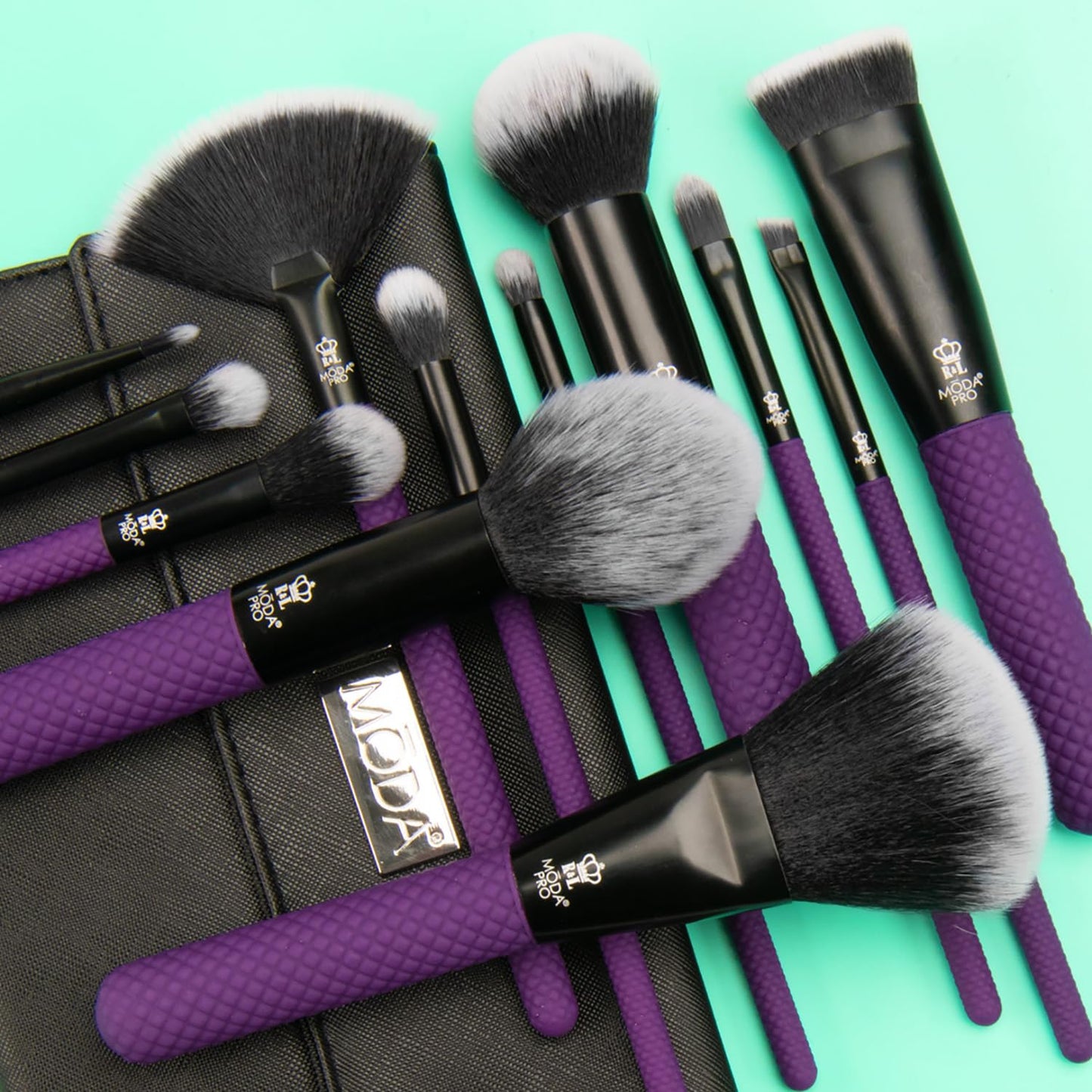 Professional 13-Piece Purple Makeup Brush Kit | Full Face & Eye Brushes with Travel Wrap