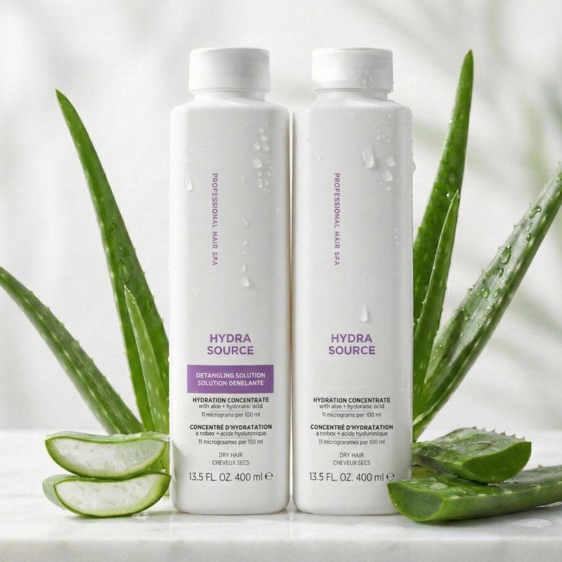 Professional Shampoo Hydrating and Detangling Leave-In Set with Aloe & Hyaluronic Acid. Lightweight Moisture, Softness & Shine, Vegan & Paraben-Free.