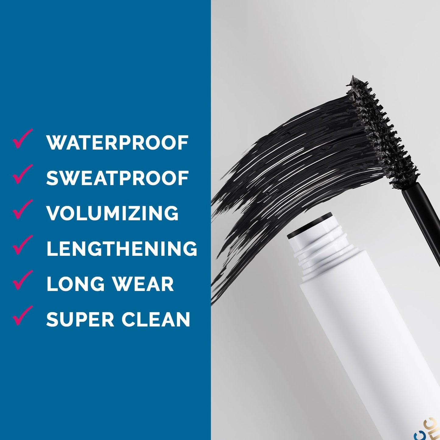 The G.O.A.T Waterproof Mascara - Clean, Nontoxic, Vegan, Smudge Proof, Sweatproof, Sustainable, Infuse lashes with Peptides & Hyaluronic Acid, Volumizing & Amplifying