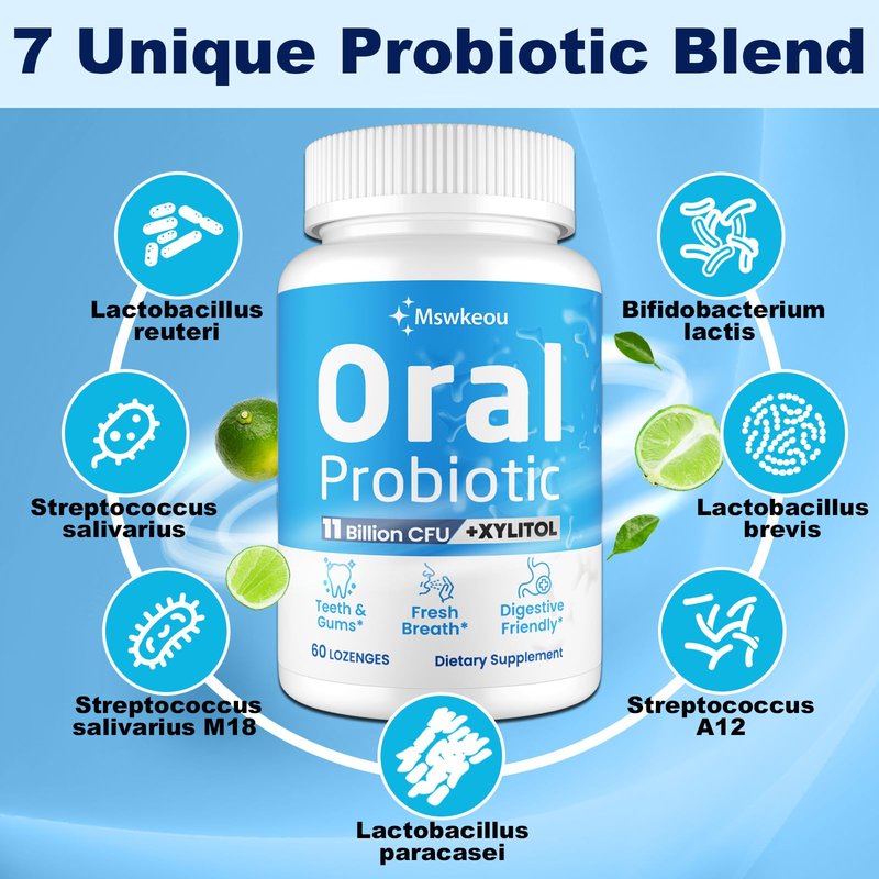 Oral Probiotics for Mouth Bad Breath for Adults 11 Billion CFU, Best Breath Oral Dental Probiotics for Teeth & Gums, Dry Mouth, Gum Restore, Fresh Breath, Chronic Halitosis & Gut Health, 2 Pack