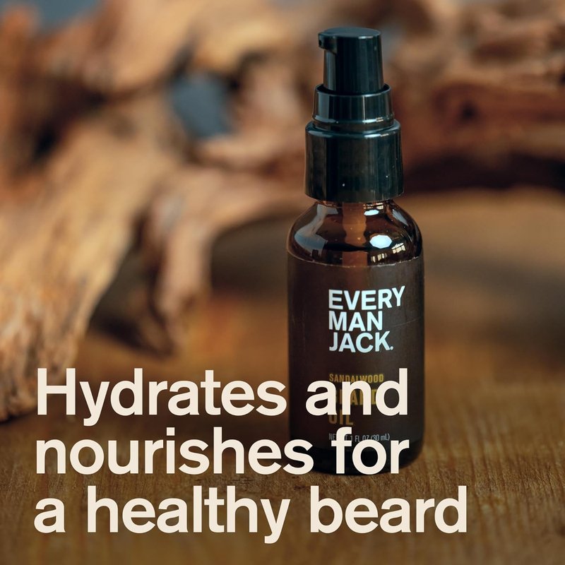 Men's Beard Oil - Sandalwood Fragrance for Deep Moisturizing & Softening | Naturally Derived with Shea Butter & Argan Oil - 1 fl oz