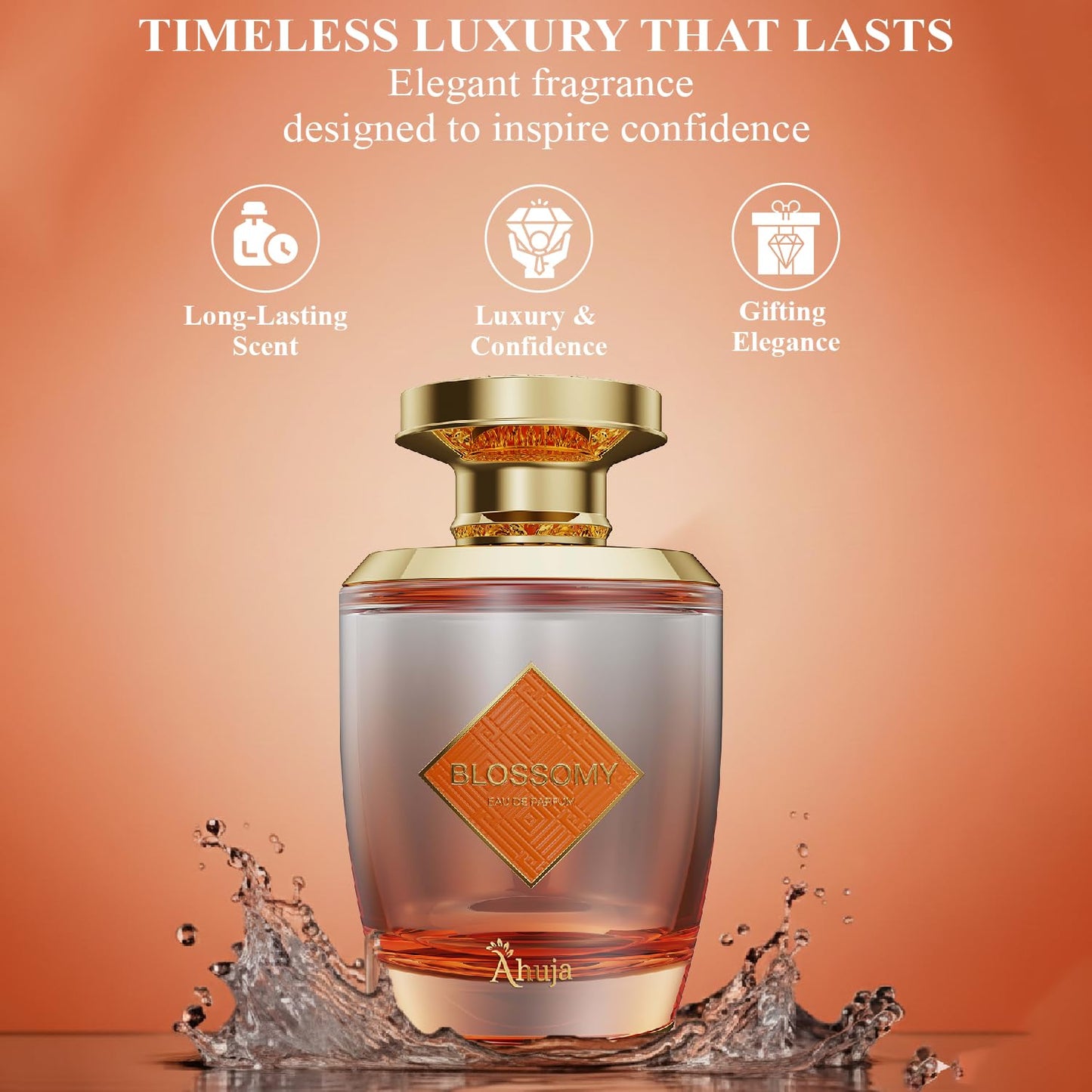 AHUJA Blossomy Eau De Parfum 3.4oz for Women – Long Lasting Floral Fragrance with Natural Tuberose and Jasmine – Luxurious, Fresh & Elegant Perfume