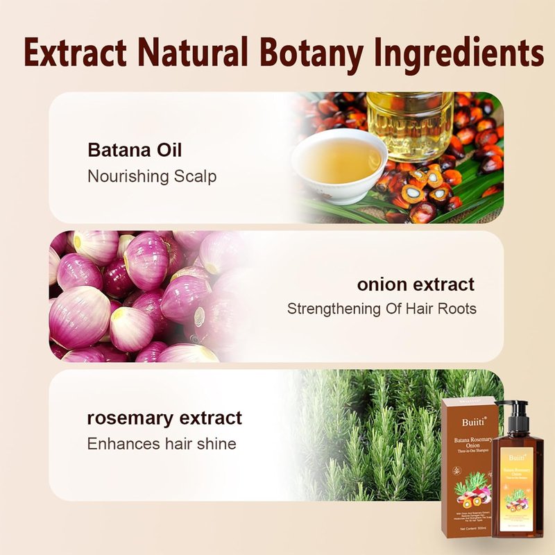 Batana Oil Shampoo for Hair Growth - Rosemary & Onion Infused, Anti-Hair Loss Treatment | 10.14 fl oz (2PCS)
