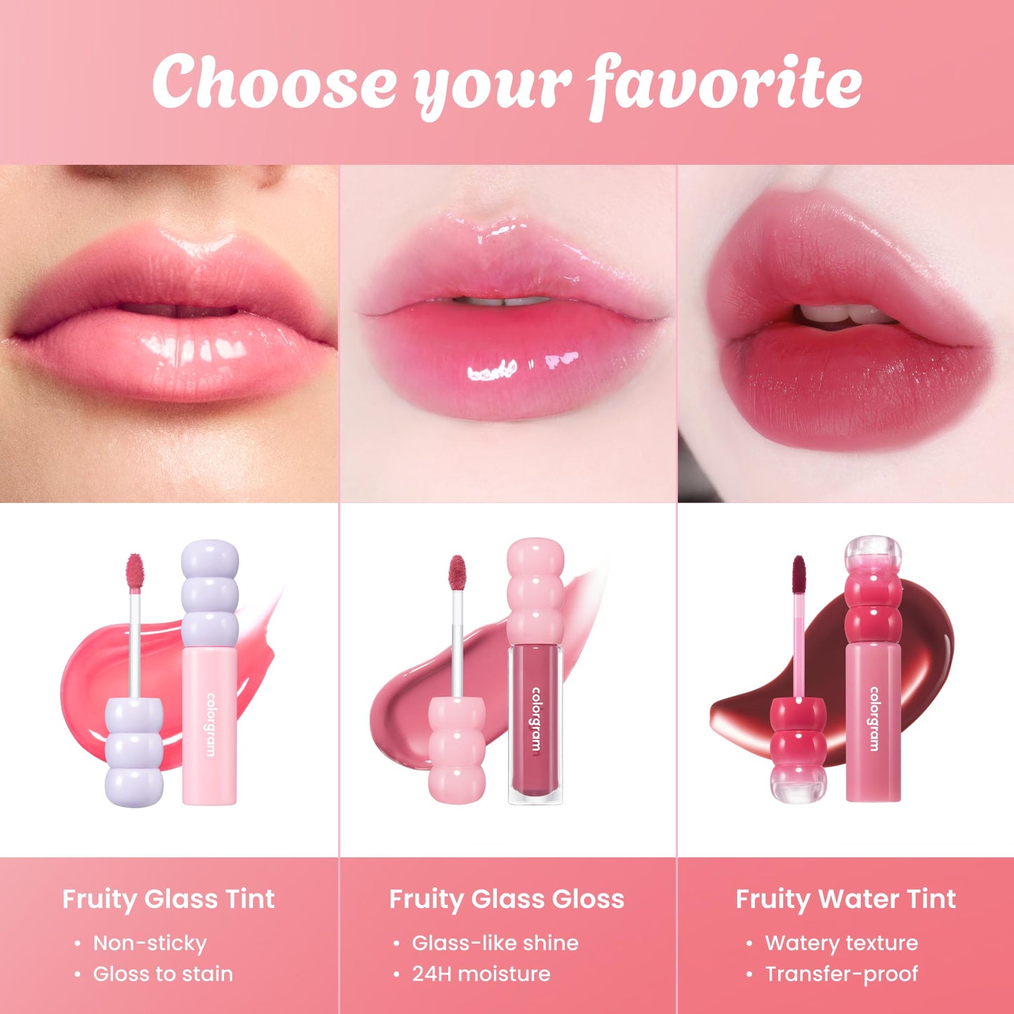 COLORGRAM Fruity Glass Tint 14 Sulky Lychee, Long-Lasting Glossy Lip Tint, Korean Beauty Lip Gloss Tint, Geek Nude Series