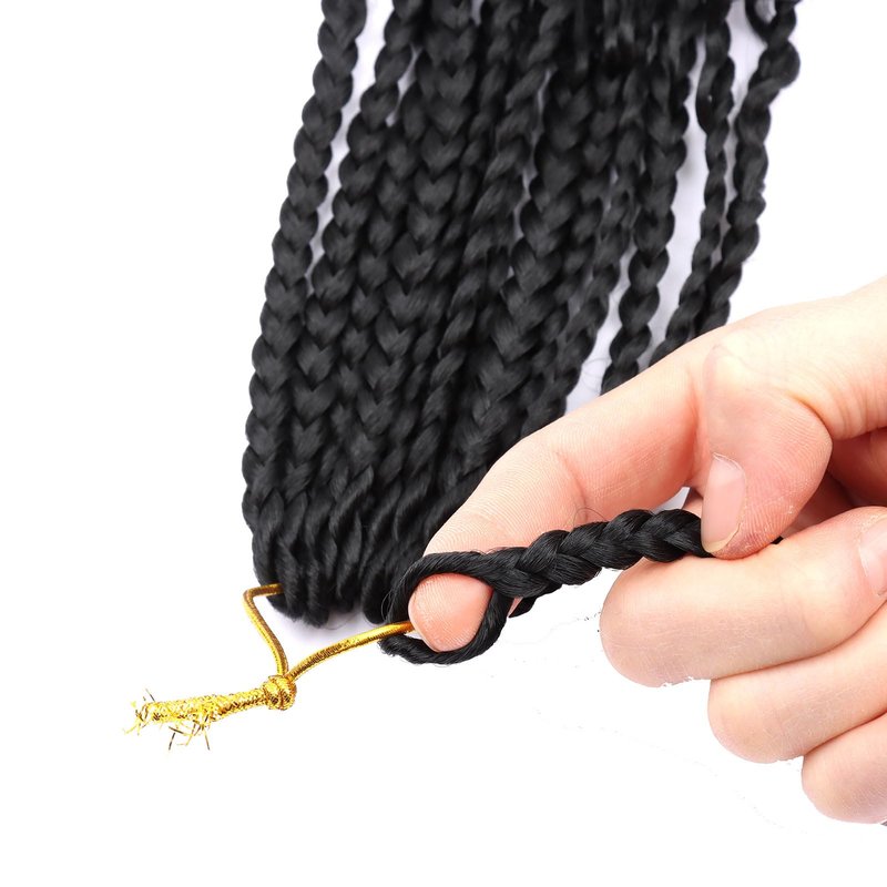LYCSOU Goddess Box Braids Crochet Hair 1B - 18 Inch 8 Packs Crochet Box Braids Pre-looped Bohemian Boho Box Braids Crochet Hair with Curly Ends Synthetic Crochet Hair for Black Women