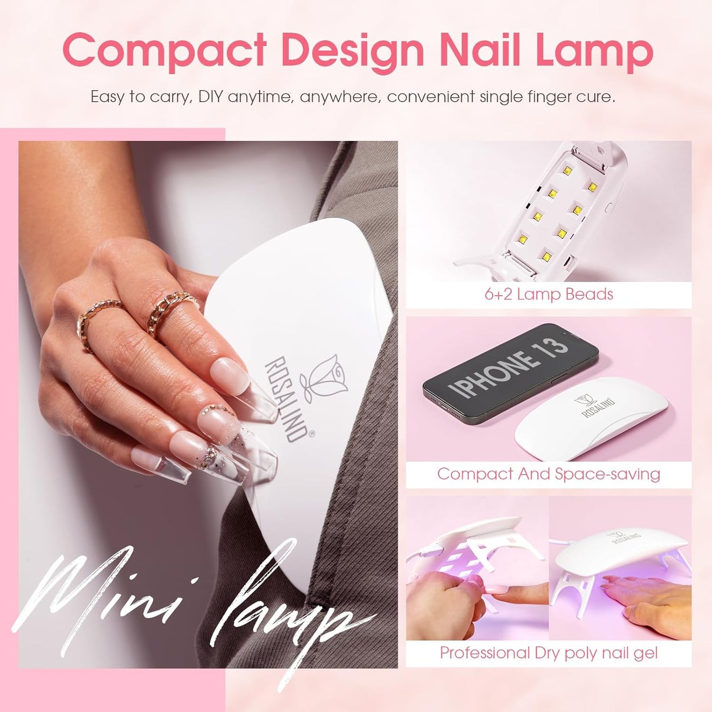 Poly Nail Gel Kit - 20 Colors & 76 Accessories | Clear Nude Starter Kit with Mini UV Lamp