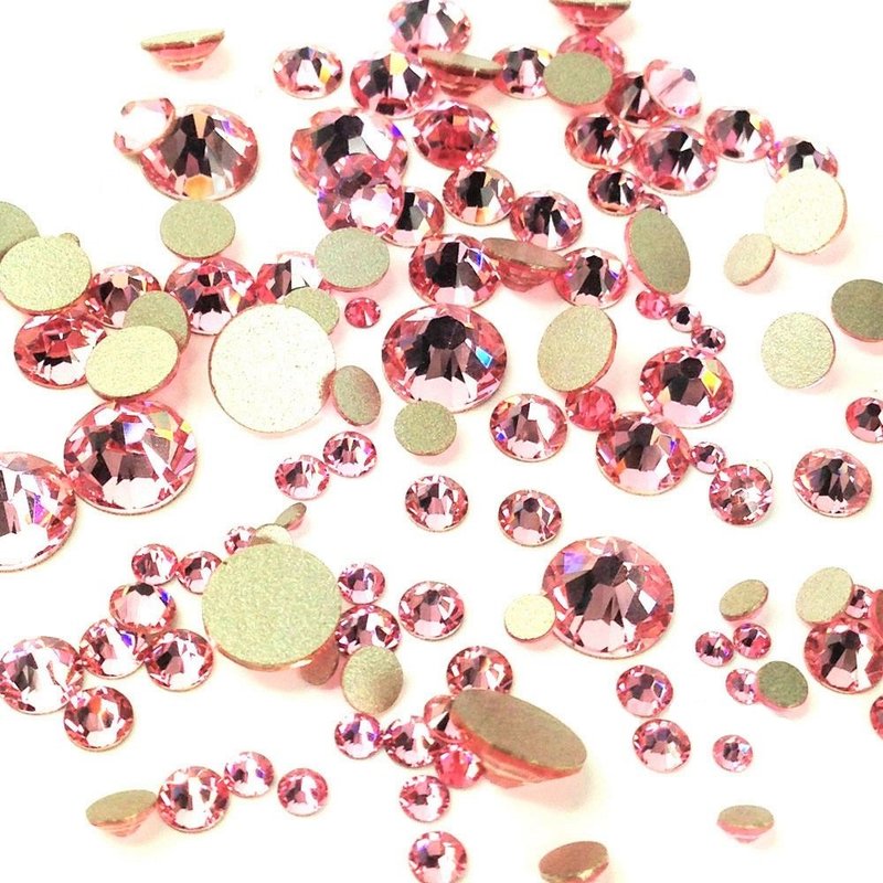 Swarovski Pink Rhinestones | 144 Pcs Mixed Sizes Flatback Crystals for Nail Art - Light Rose (223)