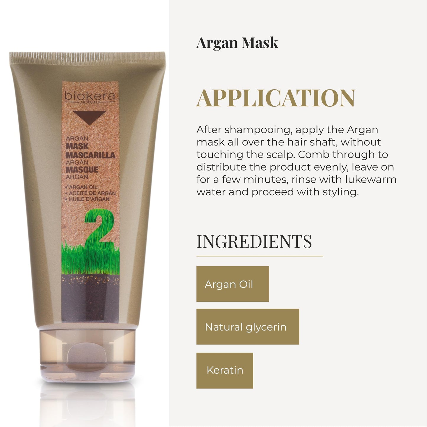 SALERM - Hair Mask - Argan Mask Biokera Natura - 200 ml - for Damaged Hair - with Argan and Cotton Oil - Deep Hydration - Helps Mantain Hair's Natural Vitality