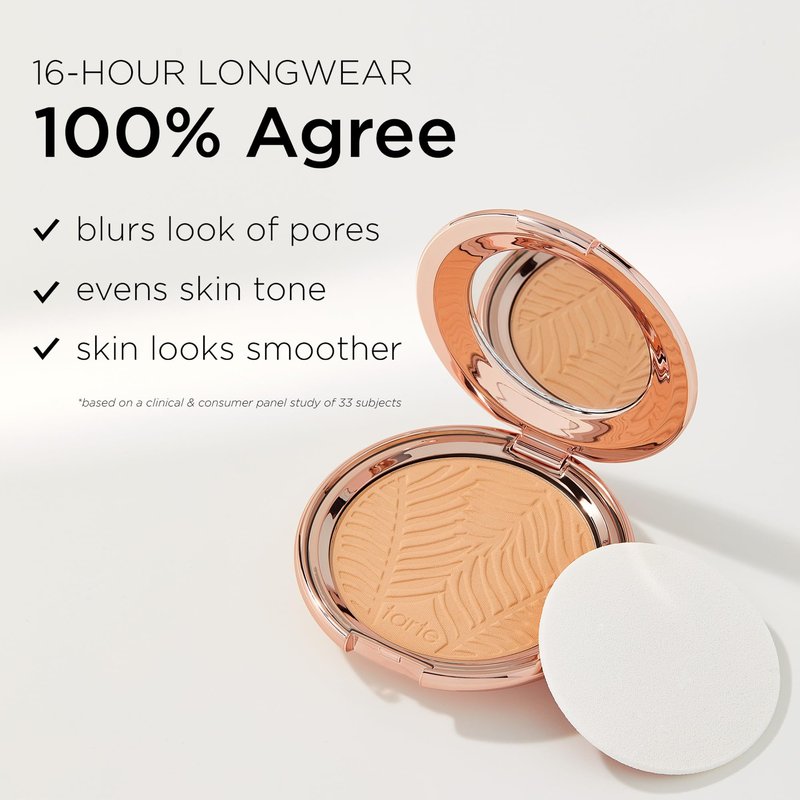 tarte Amazonian clay blurring powder foundation – Buildable Light-to-Medium Coverage, Natural Matte Longwear Finish, Blurs look of Pores, Vegan & Cruelty-Free, full size, 18N fair-light neutral