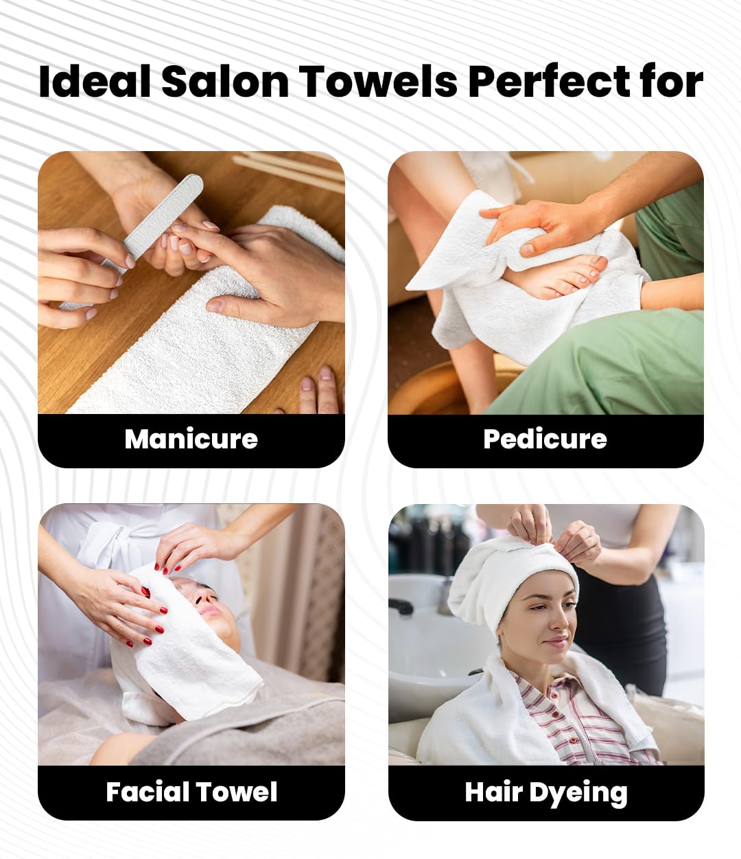 Avalon Towels Salon Towel - White Hand Towels Bulk Pack of 24-100% Cotton Absorbent Spa, Facial & Gym Towel for Working Out - 16x27 Inches (Not Bleach Proof)