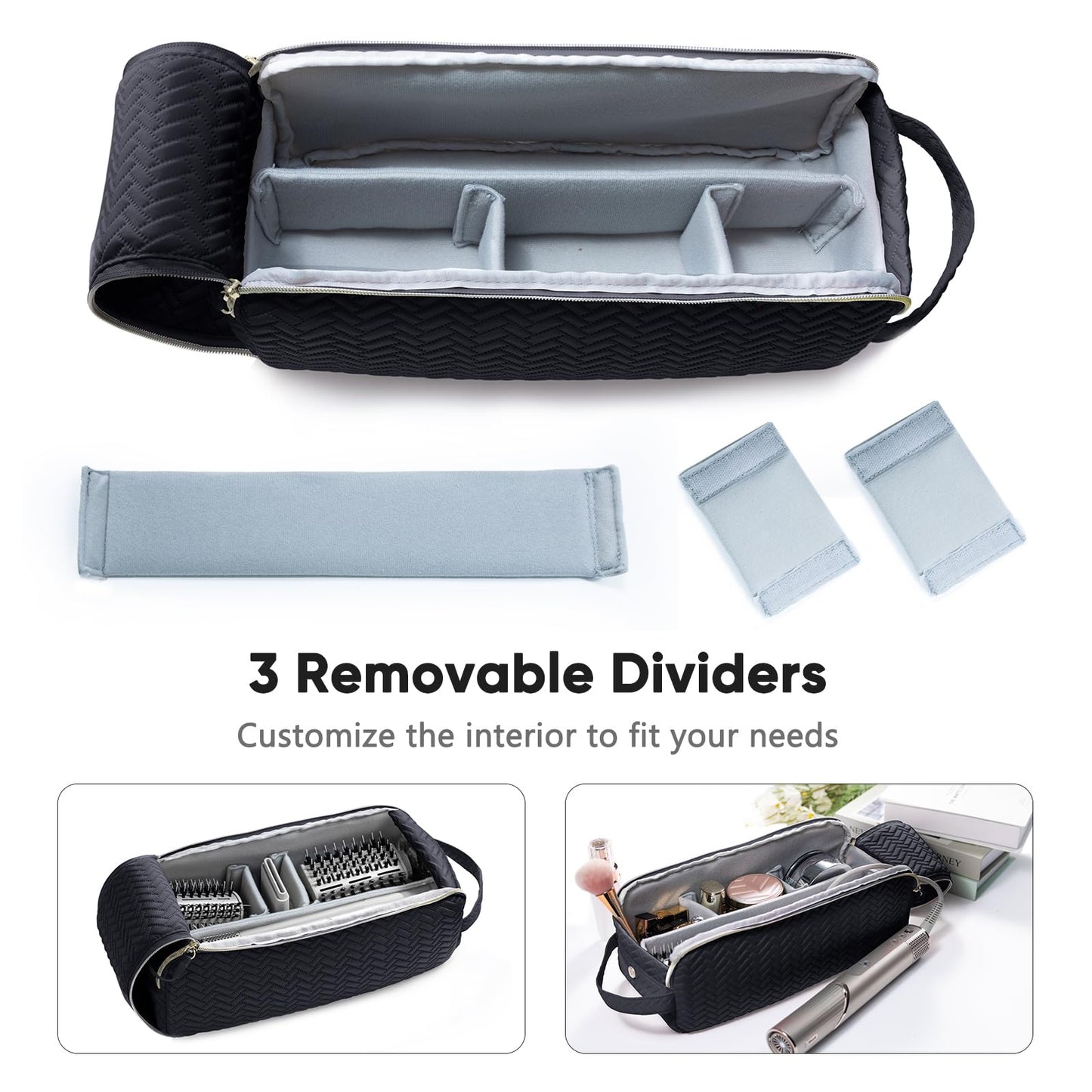 ELCUPA 2IN1 Hair Tools Travel Bag with Removable Heat Resistant Mat Curling Iron Travel Case, Hair Dryer Organizer for Flat Irons, Straighteners and Haircare Accessories, Hot Tools Travel Bag Hair