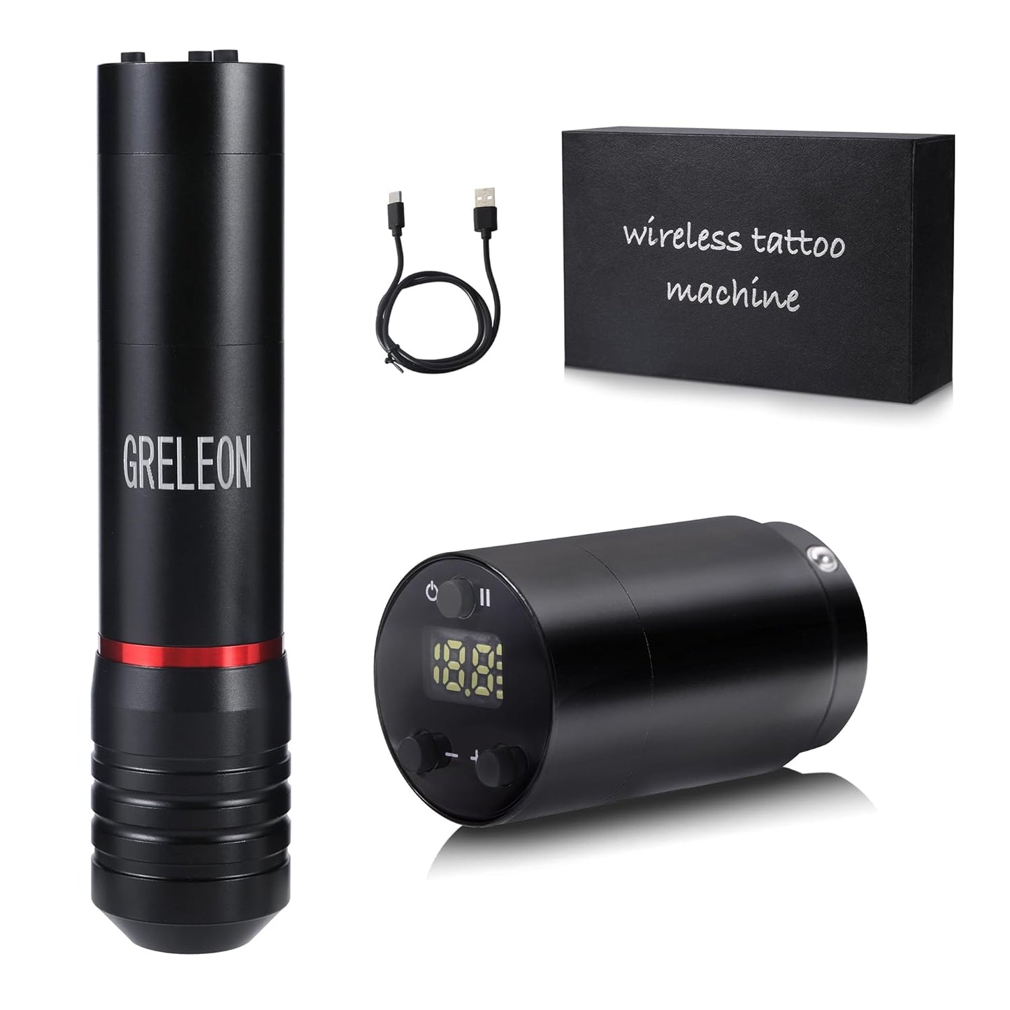 Tattoo Pen Kit - Professional Tattoo Machine with 2 Batteries & 1500mAh Power Supply | Red Color
