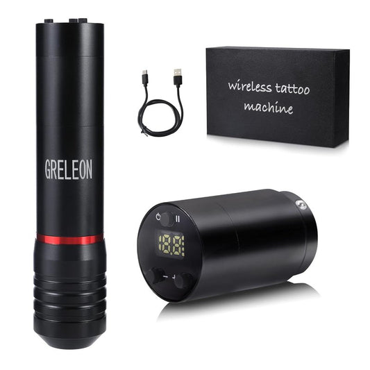 Tattoo Pen Kit - Professional Tattoo Machine with 2 Batteries & 1500mAh Power Supply | Red Color