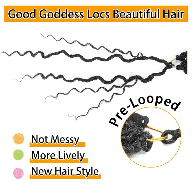 Goddess Locs Crochet Hair - 24 Inch Bohemian Faux Locs | 8 Packs Natural Looking Braiding Hair for Women & Kids