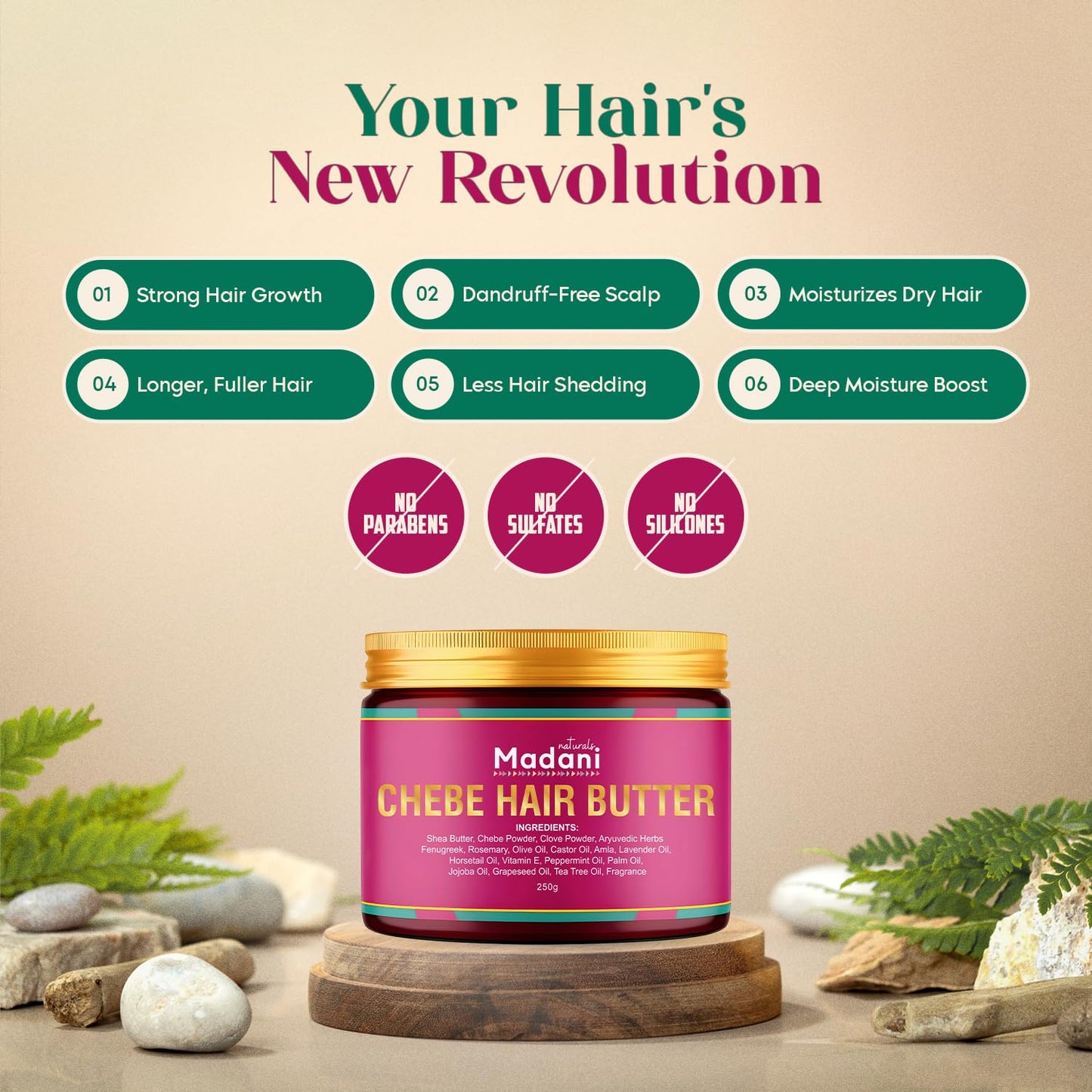 Chebe Hair Butter - Extreme Hair Growth Treatment for Thinning Hair | Vegan Scalp Moisturizer & Repair