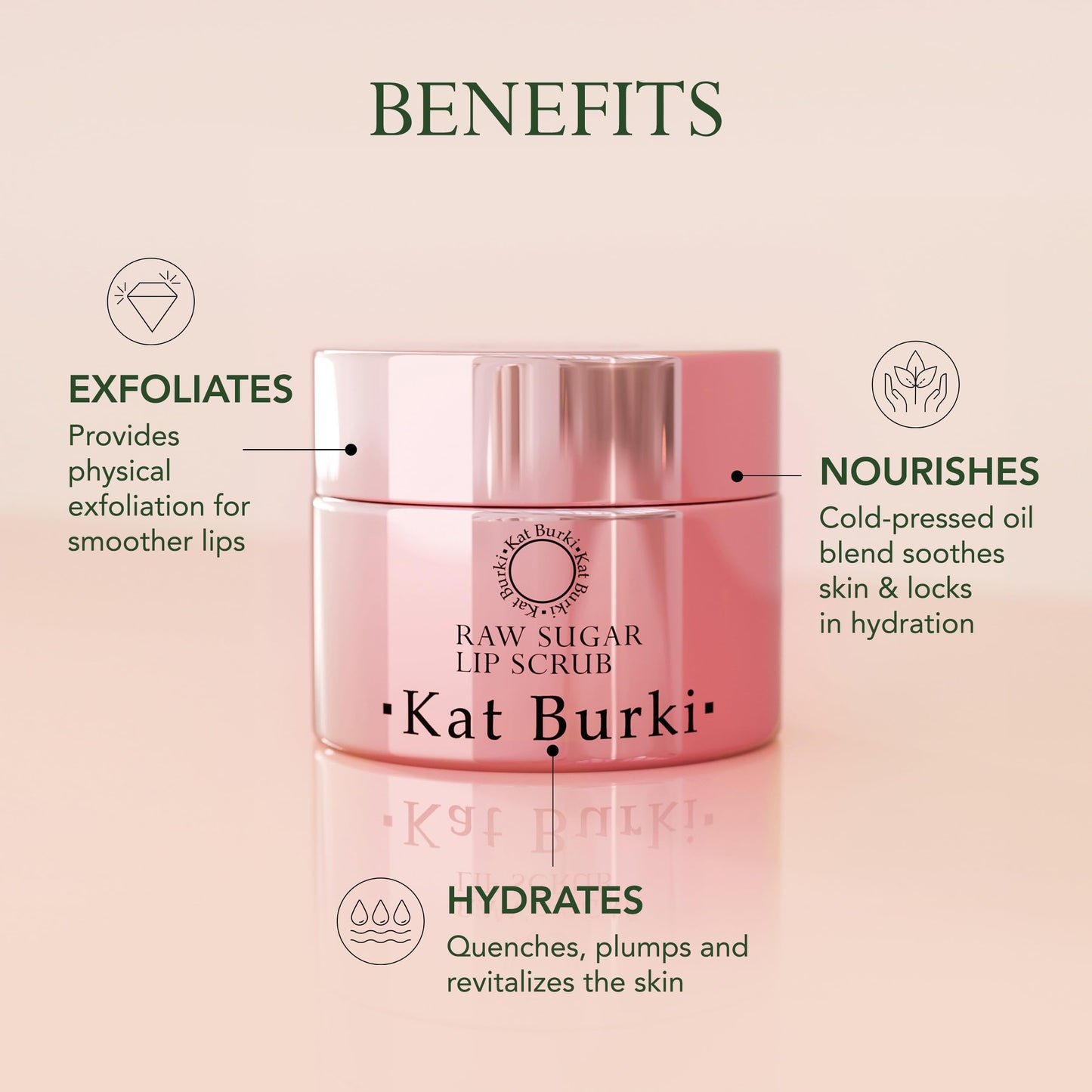 Kat Burki Sugar Lip Scrub Exfoliator. Moisturizer for Dry and Chapped Lips that Leaves Them Smooth and Brighter, 1 fl. oz.