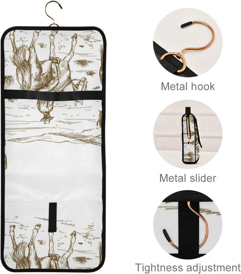 Travel Toiletry Bag Set - Water-Resistant Cosmetic Organizer for Women | 3-Piece Western Desert Cowboys Design