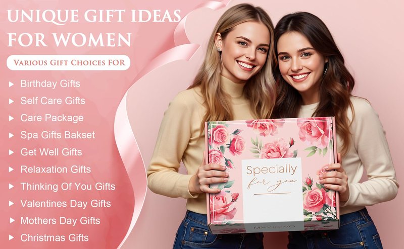 Mothers Day Birthday Gifts for Women Self Care Gift, Rose Spa Gift Baskets Bath Set Get Well Soon Care Package Easter Gifts for Women Mom Her Sister Friend Wife Grandma Teacher Nurse w/ Blanket