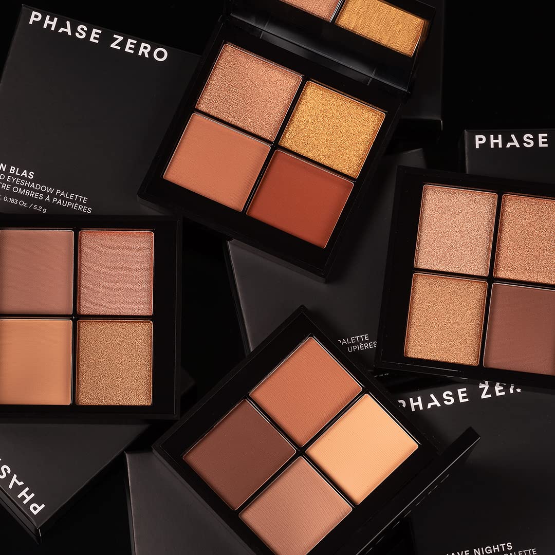 PHASE ZERO Makeup Quad Eyeshadow Palette - Bombay Rose - 5.2g / 0.183 Oz. - Pigmented, Warm-Toned Neutral Eyeshadow Palette with Four Matte Pigments