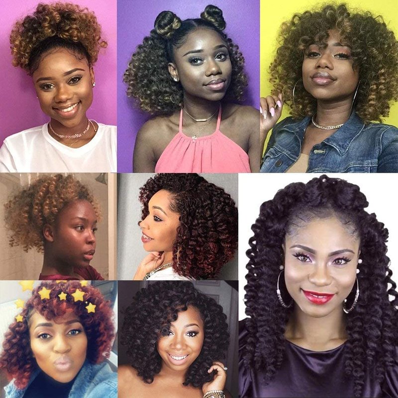 5 Packs Wand Curl Hair 8inch Jamaican Bounce Synthetic Crochet Twist Braids Hair Extension 20strands/pack Xtrend Hair (1B3027#, 5packs/Lot)