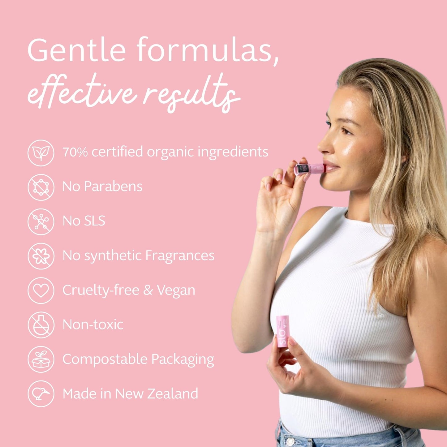 Slo 3-Pack Hydrating Lip Balm - Multi-Use, All Natural Lip Balm and Cheek Tint with Organic Jojoba, Rosehip, Cocoa Butter - Vegan, Cruelty-Free, Paper Packaging - Raspberry + Rosehip (3x0.28oz/8g)