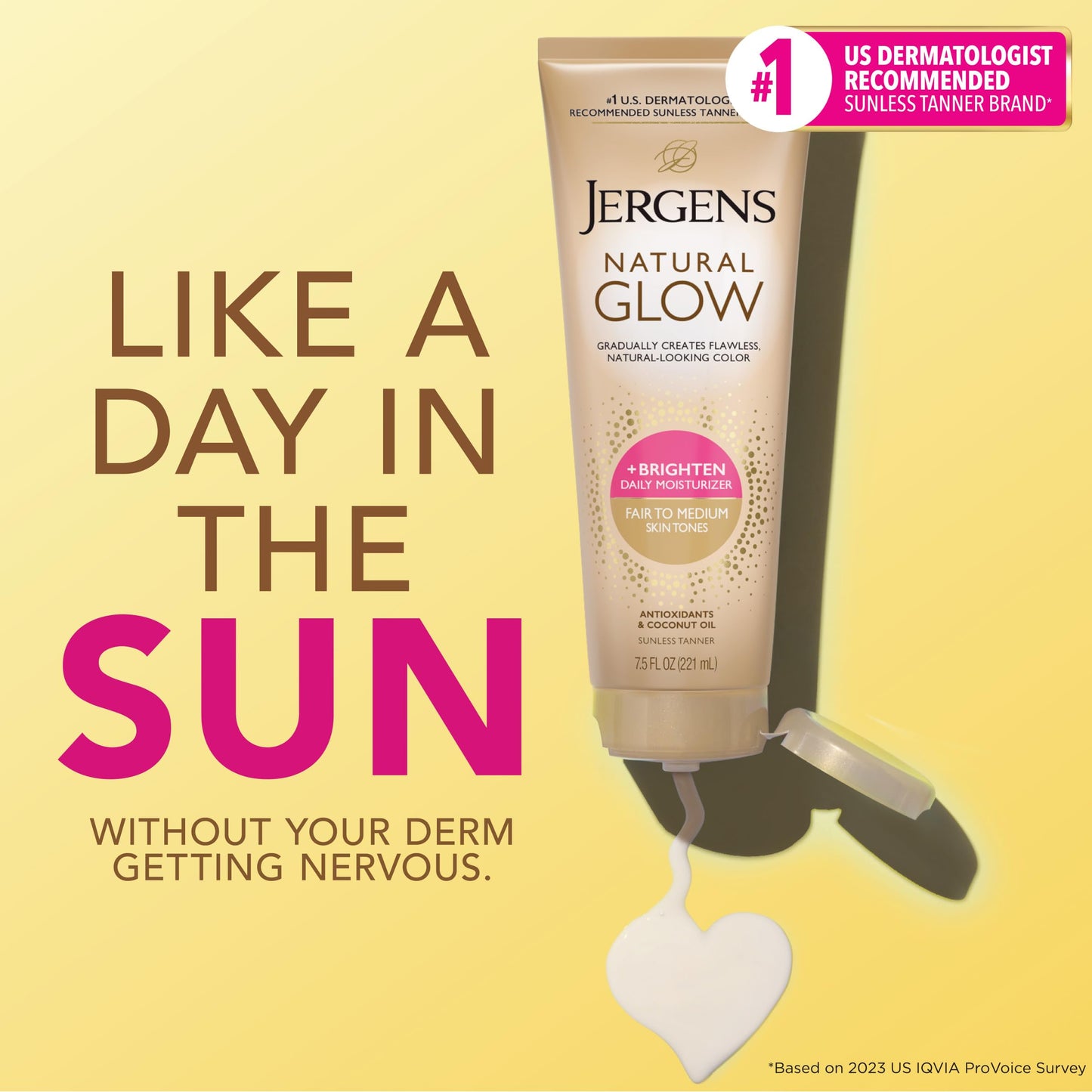 Jergens Natural Glow Self Tanner Body Lotion, Fair To Medium, 7.5 oz, 2 pk