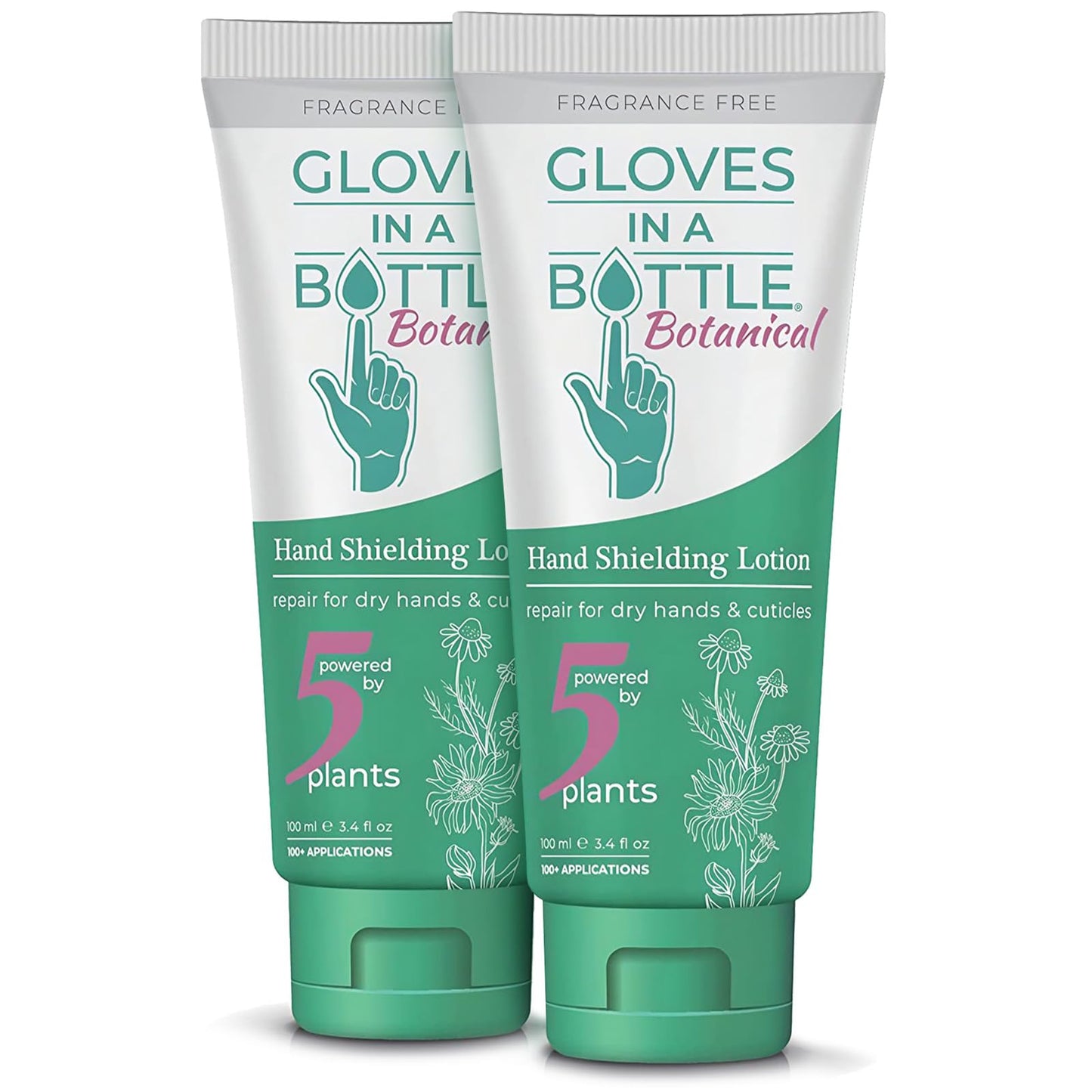 Gloves In A Bottle Shielding Lotion - Great for Dry Itchy Skin! Grease-less and Fragrance Free! Second Skin for Hands & Body (3.4 Fl Oz (Pack of 2), Botanical)