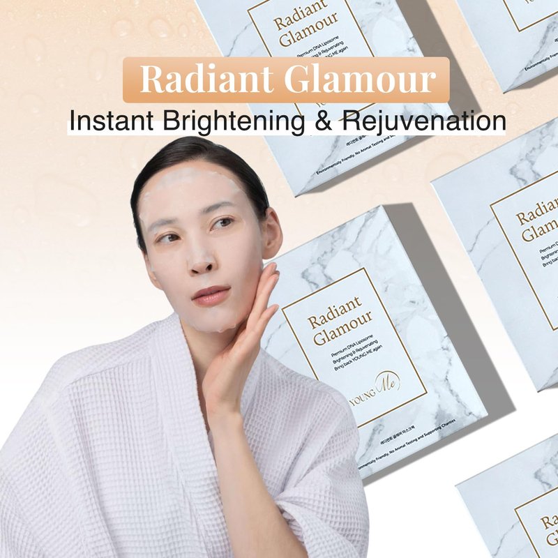 YoungMe Radiant Glamour Korean Sheet Mask – Rejuvenating & Hypoallergenic Facial Mask for All Skin Types | 25g x 6 Sheets