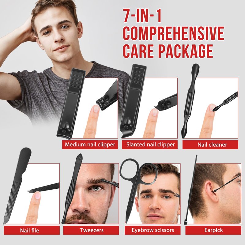 Stocking Stuffers, Manicure Kit for Men Women, 7 PCS Manicure and Pedicure Nail Care Kit, Nail Clipper Set Tool Gift Mens Nail Grooming Kit