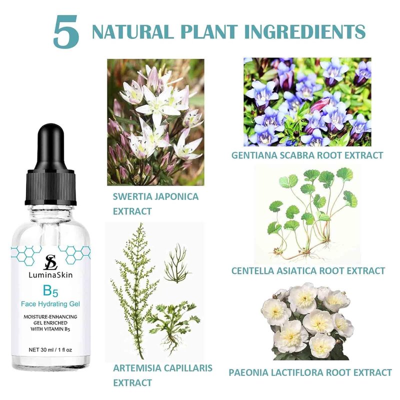 Hydrating Vitamin B5 Gel - Moisture-Enhancing Hyaluronic Acid Serum for Face | Anti-Aging, 30 ml