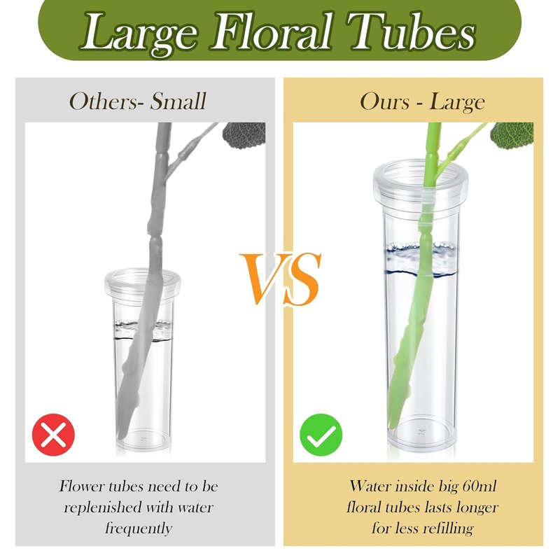 Hushee Floral Tubes - 100 Pcs 60ml Water Tubes for Milkweed Cuttings | 4.33 Inch for Flower Arrangements
