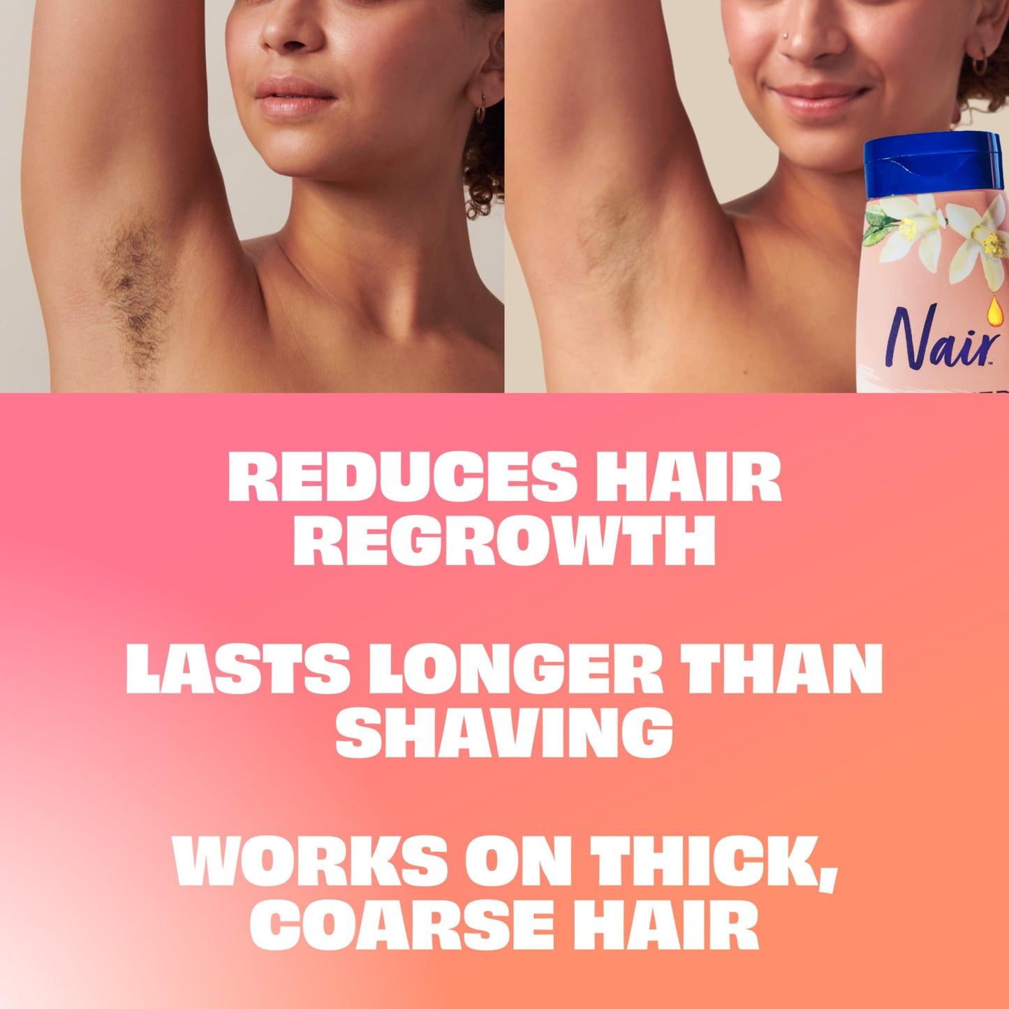 Nair Shower Cream Hair Remover with Moroccan Argan Oil and Orange Blossom, Body Hair Removal Cream for Women, 12 oz (Pack of 2)