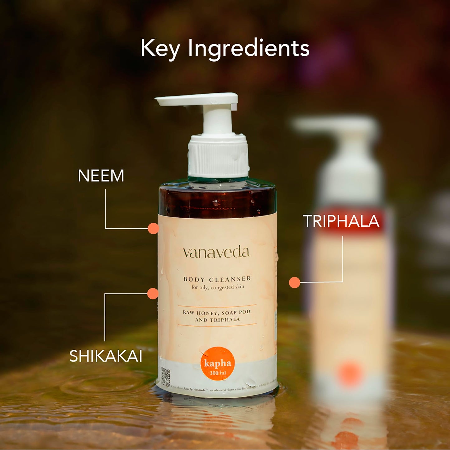 Vanaveda Body Cleanser Kapha | Purifying Ayurvedic Body Wash with Neem, Honey & Triphala for Oily, Congested Skin | Balancing Cleanser for Kapha Prone Skin | Sulfate-Free | 300ml