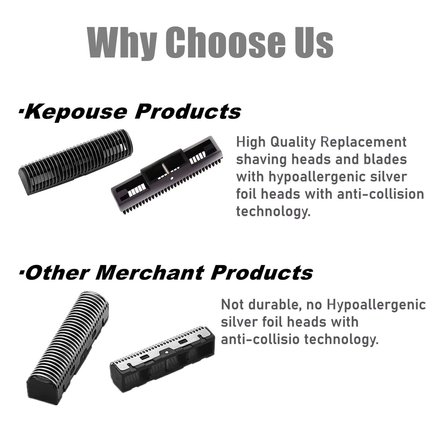 Shaver Replacement Foil and Cutters compatible with BaBylissPRO FXFS2 Electric Razors, Shaver Replacement Head compatible with BaBylissPRO Double Foil Shaver