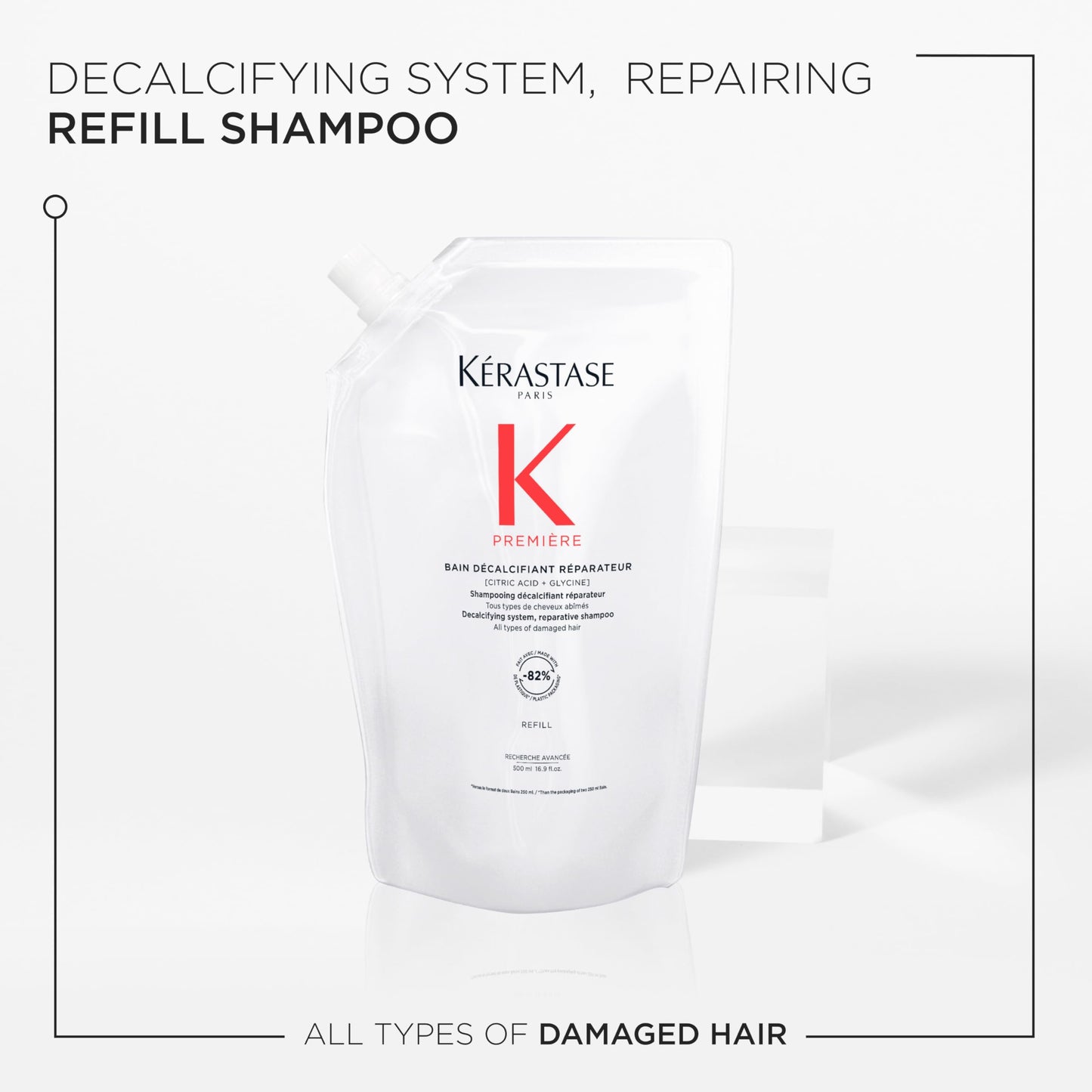 Kerastase Premiere Sulfate-Free Hair Repair Shampoo - For All Damaged Hair Types, Strengthens & Smoothes, With Citric Acid, Removes Buildup & Decalcifies, 16.9 Fl Oz (Refill)