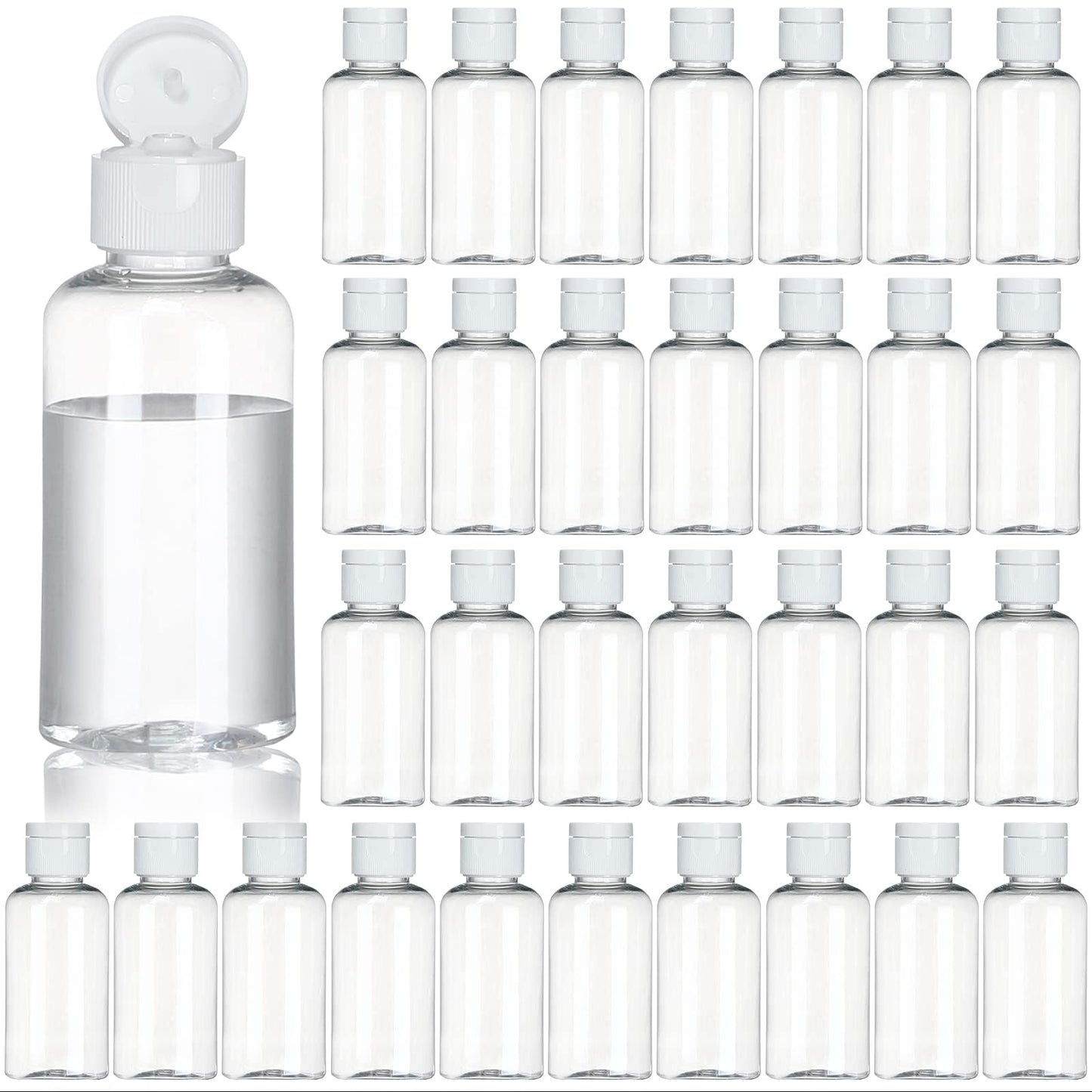 Tzirci 100 Pack 1.7 oz Empty Squeeze Bottles, 50ml Travel Bottles Flip Caps