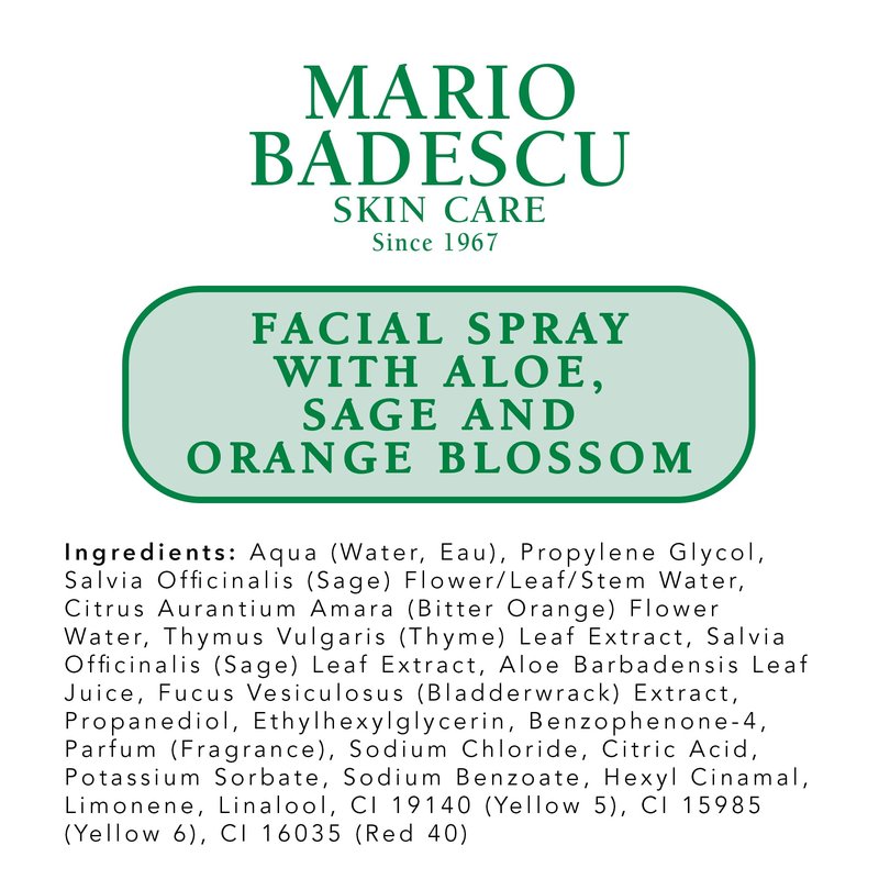 Mario Badescu Facial Spray with Aloe, Sage and Orange Blossom for All Skin Types | Face Mist That Hydrates & Uplifts | 4 FL OZ & 4 FL OZ Combo