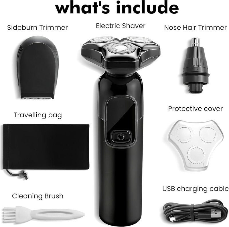 Electric Razor for Men - Flynth 3-in-1 Cordless Shaver | IPX7 Waterproof, Fast Charging, Beard & Nose Trimmer