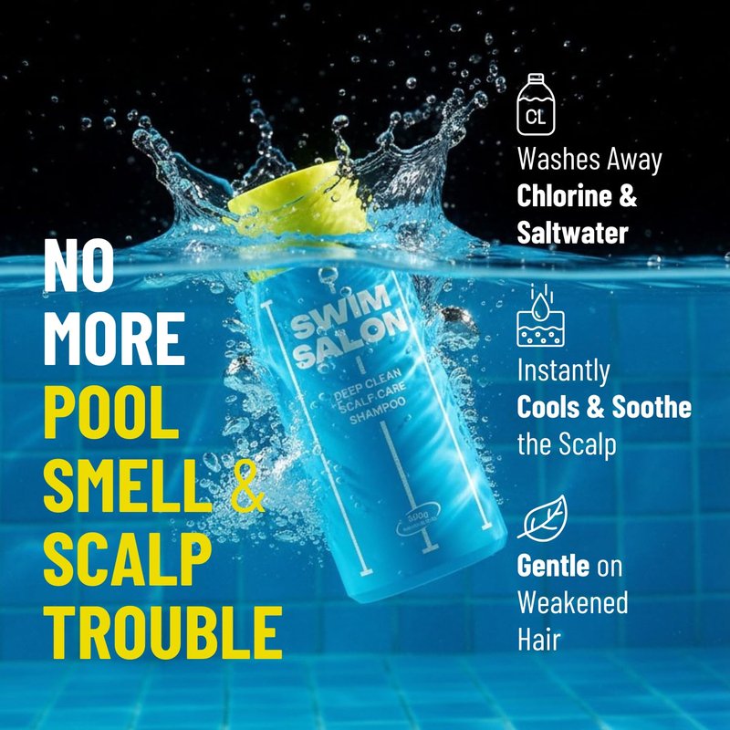 SWIM SALON Chlorine Removal Shampoo for Swimmers | Vitamin C Removes Chlorine & Prevents Hair Breakage | For Pool, Saltwater & Hard Water | Clinically Tested | Sulfate-Free, Silicone-Free (10.58 oz)