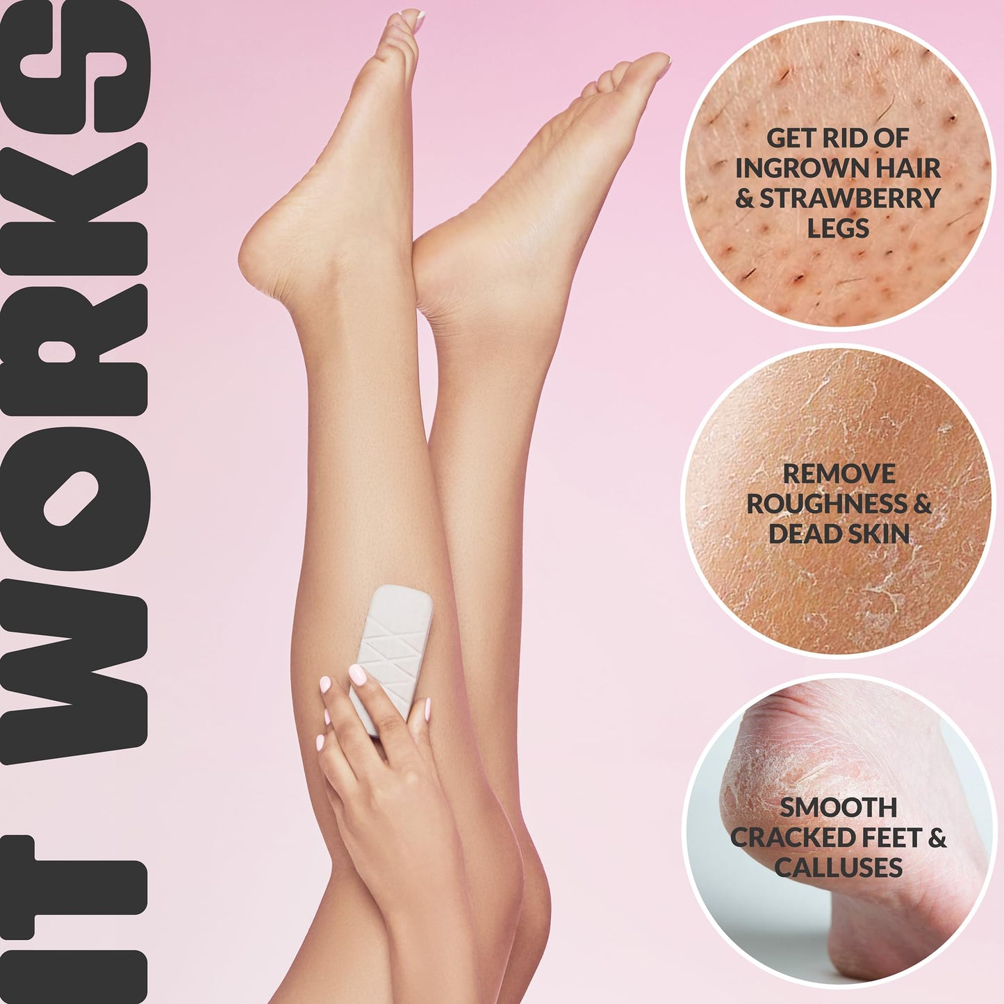 GET EVEN LEG SCRUB: Stone Body Scrub & Leg Exfoliator for Strawberry Legs, Ingrown Hair, KP Bump - Exfoliating Stone for Body, Feet, Dead Skin Remover - Stone Body Scrubber lasts 5+ Years