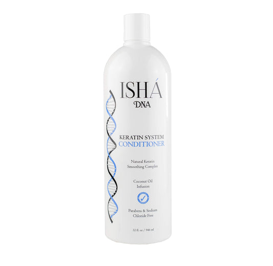 ISHA DNA Keratin Treatment System Conditioner - Sulfate and Parabens Free - Perfect for Keratin Treated Hair - Infused with Coconut Oil - For All Hair Types. (32 Fl Oz.)
