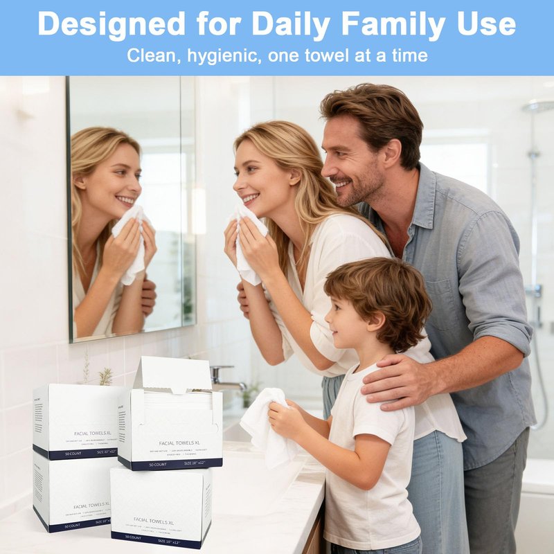 200 Count Disposable Face Towels – Value Pack Extra Thick Biodegradable Facial Cleansing Towels – Lint Free Dry Wipes – Soft Makeup Remover Cloth for Sensitive Skin