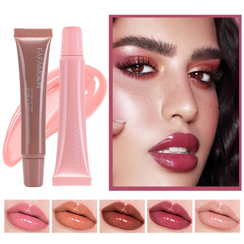 DENESTUP Lip Jam Hydrating Lip Gloss | Glitter Glossy Plumping Lipgloss | High Shine Glass Finish Nude Colors Shiny Jelly Liquid Lipstick for Women (5 Colors Set)