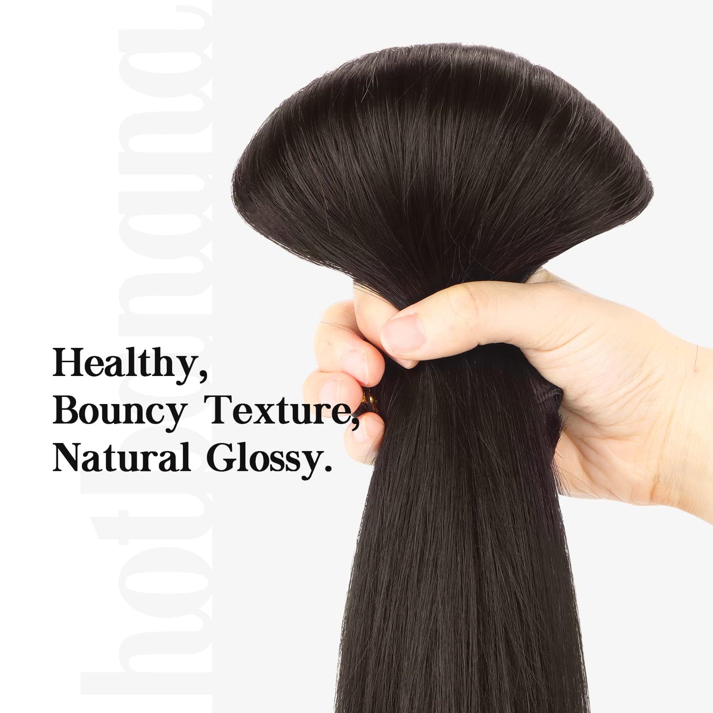 HOTBANANA Human Hair Clip in Hair Extensions, Dark Brown 120g Clip in Hair Extensions Real Human Hair Straight Remy Hair Clip in 18 Inch 7pcs